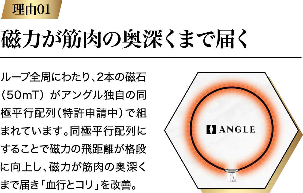 磁力が筋肉の奥深くまで届く